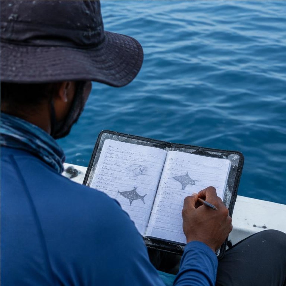 Anonymous member of the local Maldives team at work