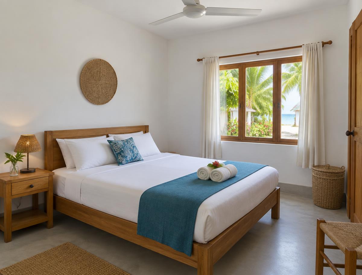 Illustrative guesthouse room for the Thulusdhoo guide