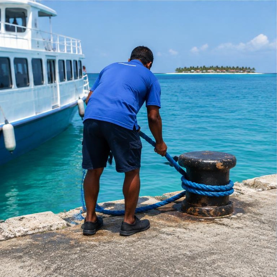 Anonymous member of the local Maldives team at work