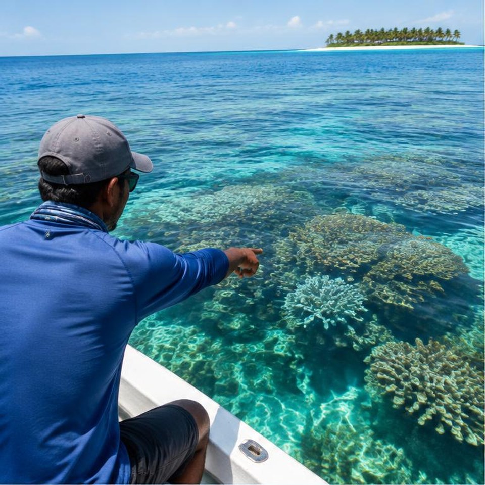Anonymous member of the local Maldives team at work